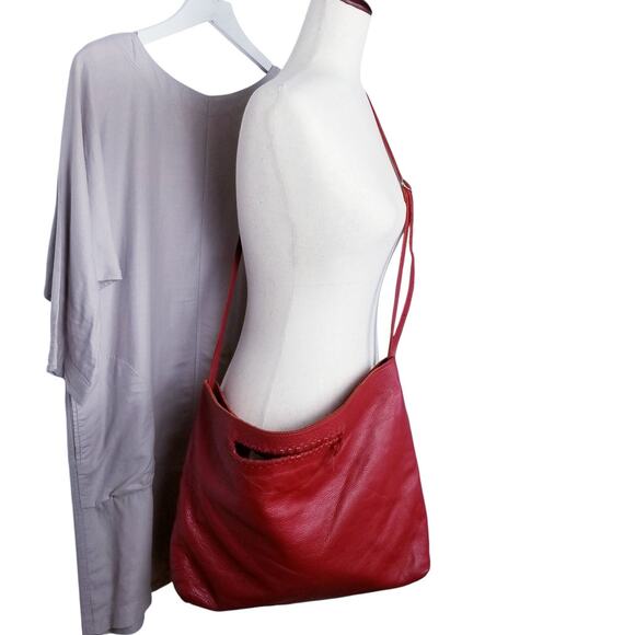 Jennifer Haley Day Shopper Red Leather Handbag Crossbody - Large - Picture 12 of 12